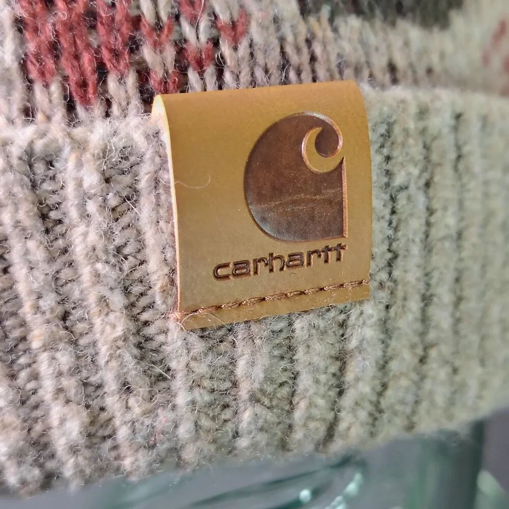 Carhartt Womens Springvale Beanie Hat Cap Desert Heather Knit Cuff Fair‎ Isle